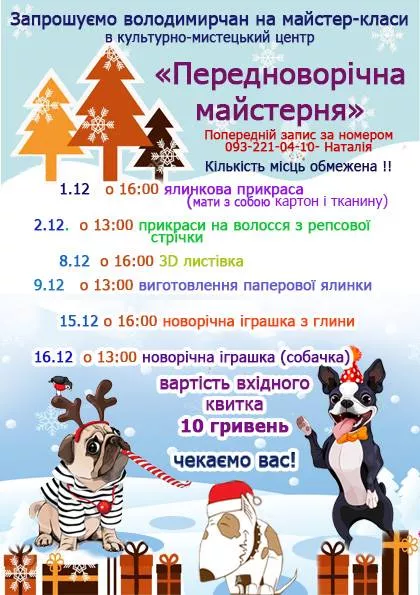 Передноворічна майстерня працюватиме у Володимирі-Волинському 2
