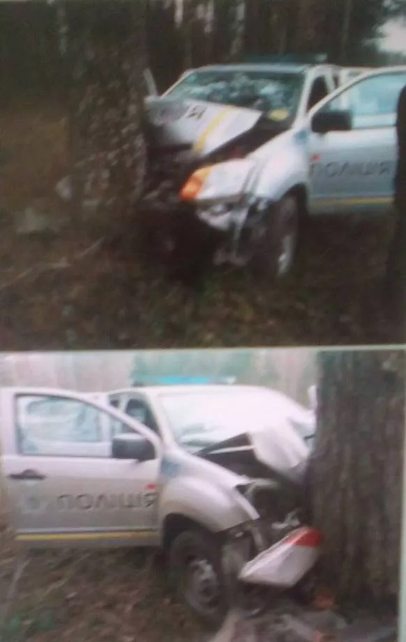 Автомобіль волинських поліцейських злетів з дороги та врізався в дерево 2