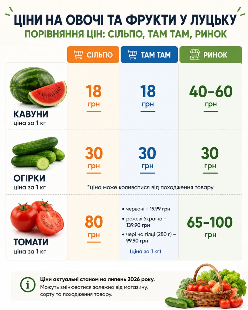 Шо по чому? Скільки коштують кавуни, помідори та огірки у Луцьку 1